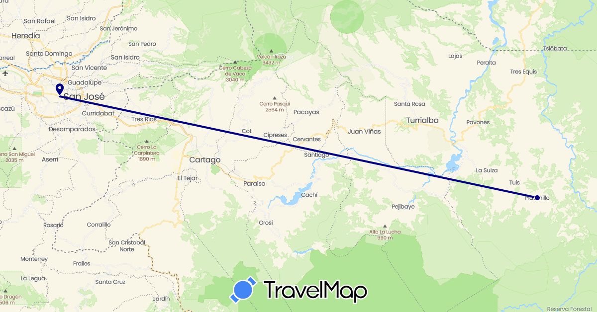TravelMap itinerary: driving in Costa Rica (North America)